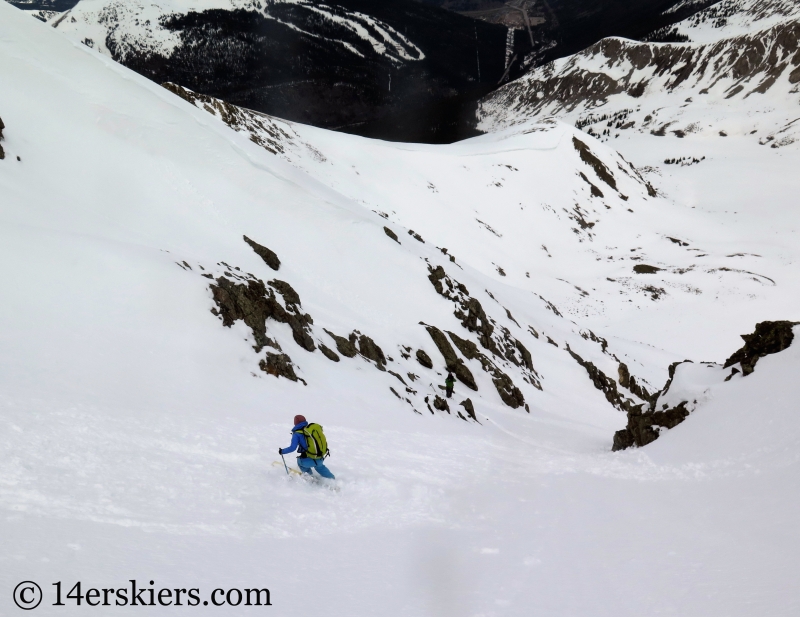 Backcountry skiing the north face of Crystal Peak.