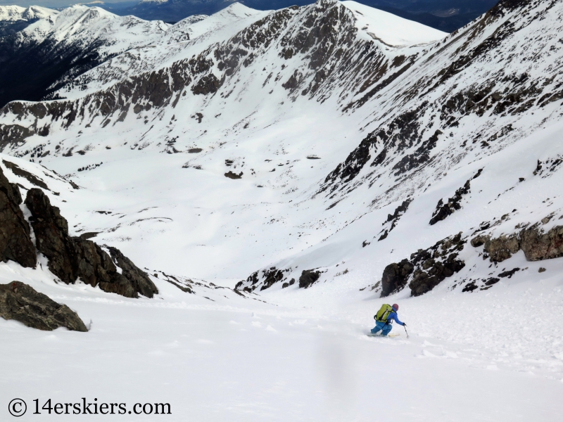 Backcountry skiing the north face of Crystal Peak.