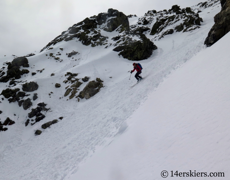 Backcountry skiing the north face of Crystal Peak.