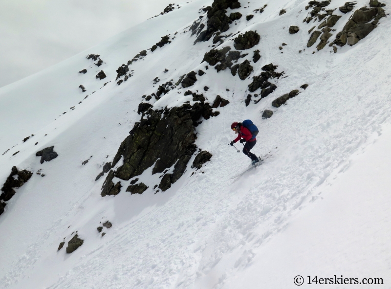 Backcountry skiing the north face of Crystal Peak.