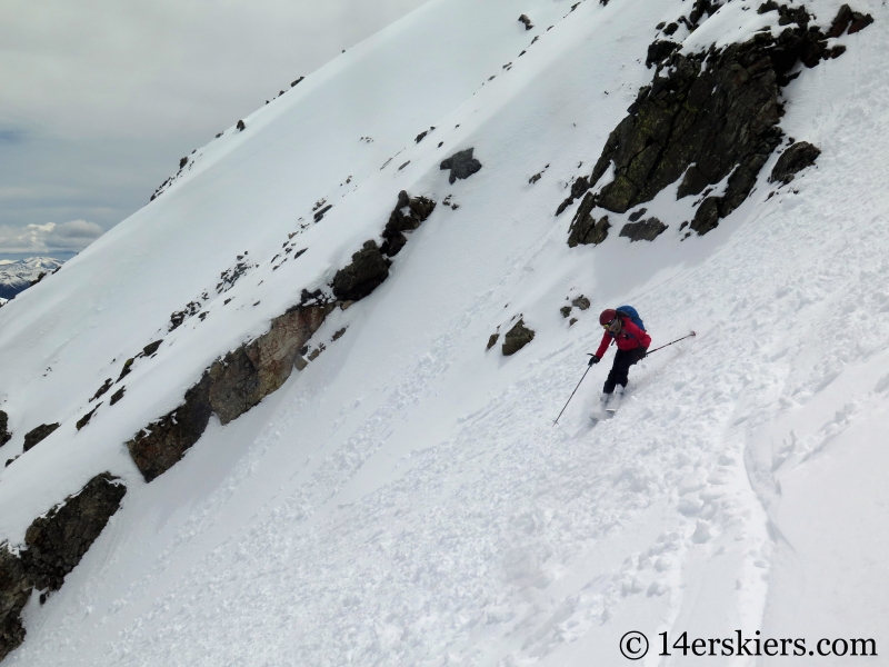 Backcountry skiing the north face of Crystal Peak.