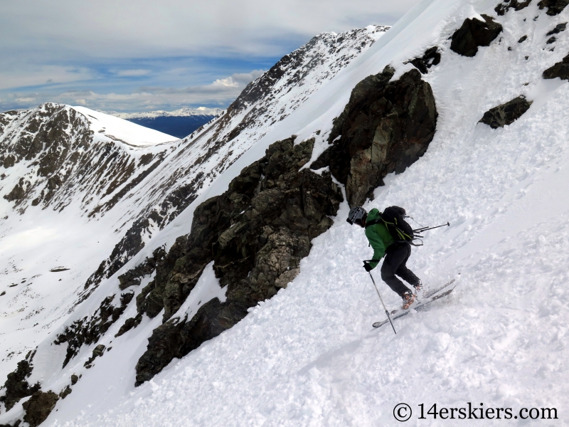 Backcountry skiing the north face of Crystal Peak.