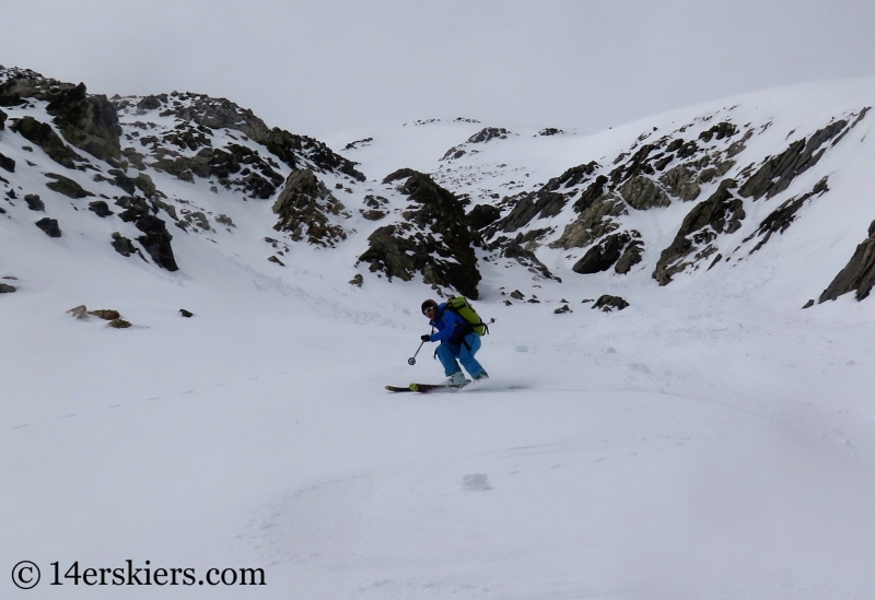 Backcountry skiing the north face of Crystal Peak.