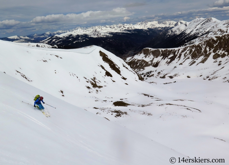 Backcountry skiing the north face of Crystal Peak.