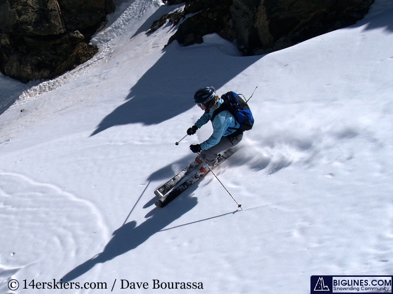 Backcountry skiing the north face of Crystal Peak.