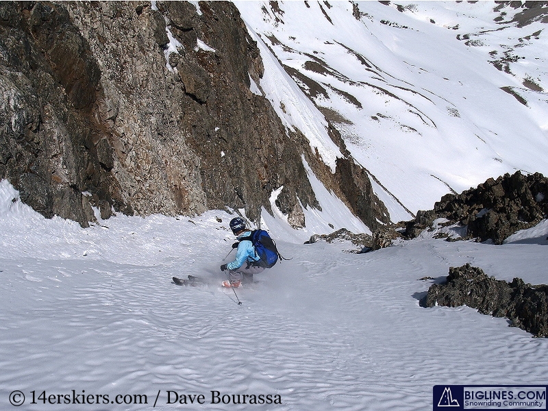 Backcountry skiing the north face of Crystal Peak.