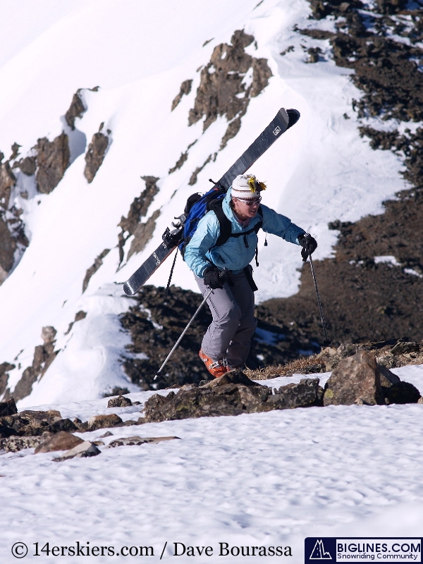 Backcountry skiing the north face of Crystal Peak.