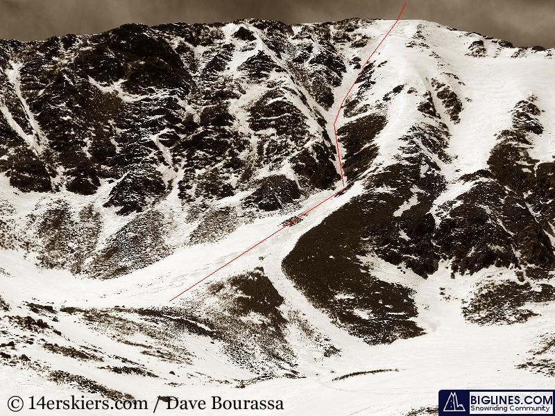 Backcountry skiing the north face of Crystal Peak.