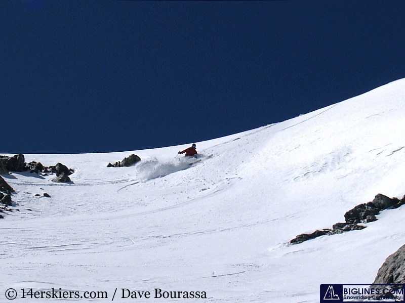 Backcountry skiing the north face of Crystal Peak.