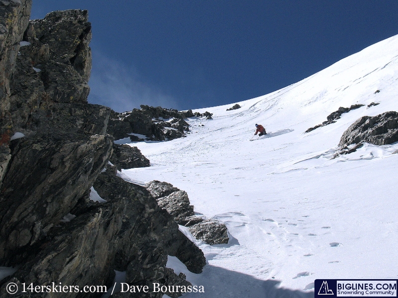 Backcountry skiing the north face of Crystal Peak.