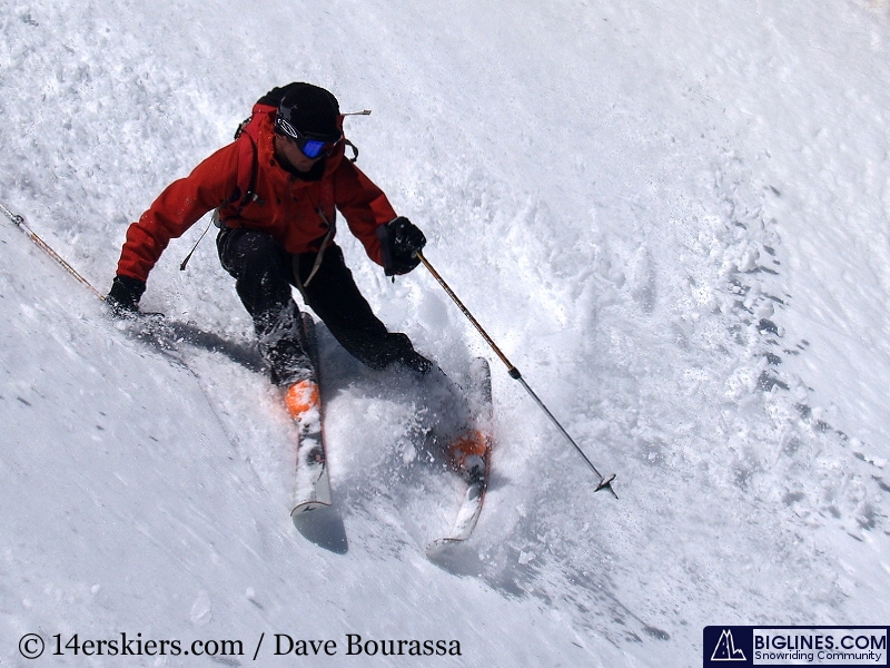 Backcountry skiing the north face of Crystal Peak.