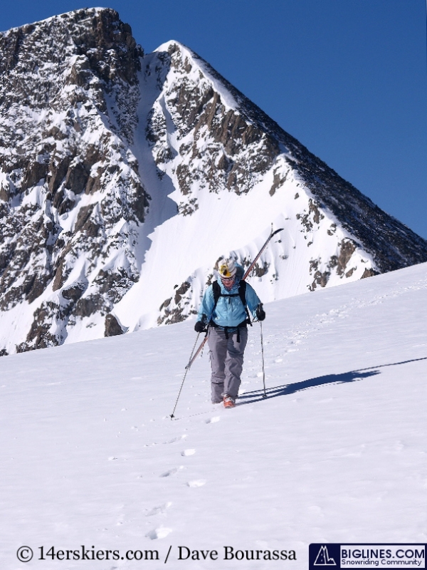 Backcountry skiing the north face of Crystal Peak.