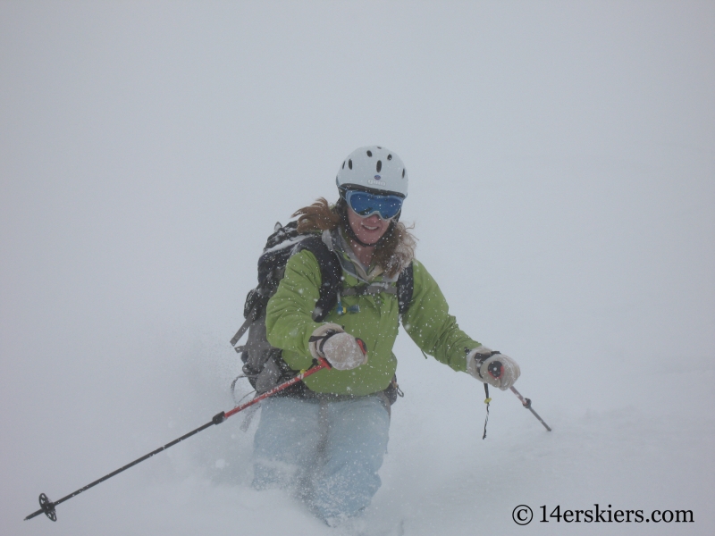 Brittany Konsella backcountry skiing on Culebra Peak