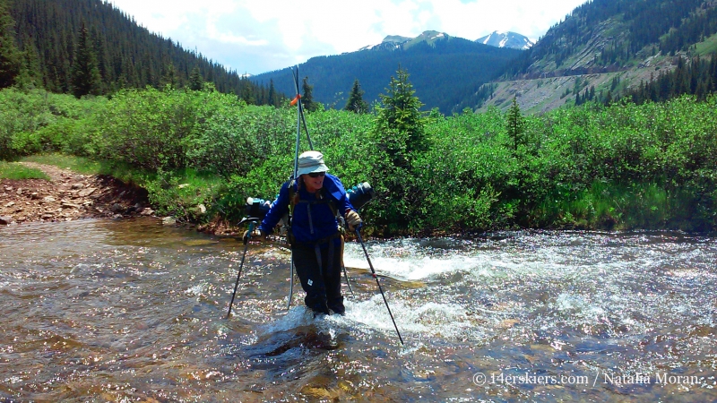 Brittany using her Dawn Patrol LT Shell in the backcountry. 