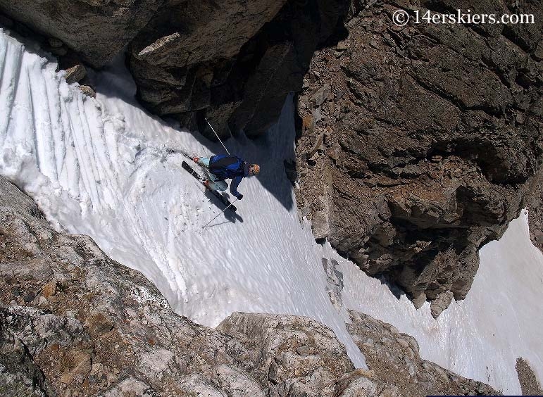 Brittany Walker backcountry skiing on Democrat.