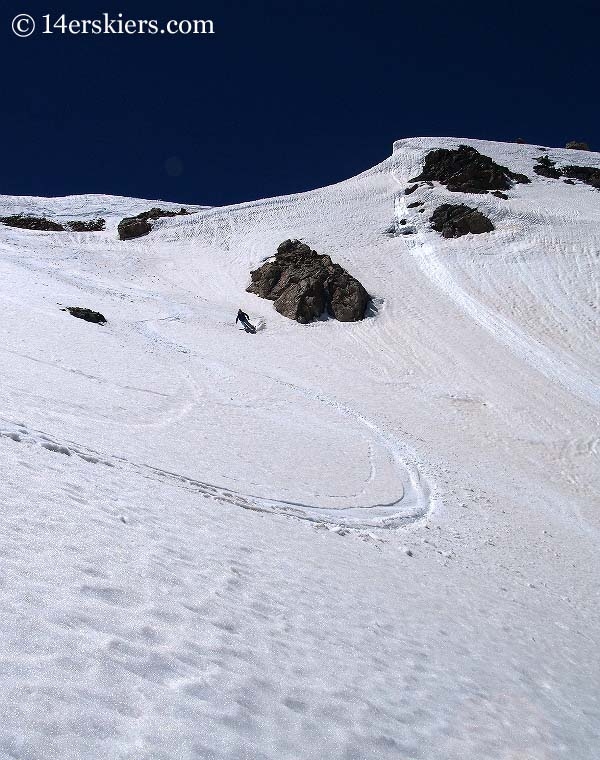 Brittany Walker Konsella backcountry skiing on Democrat.