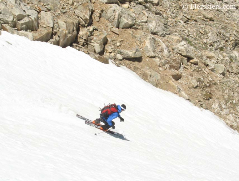 Dave Bourassa backcountry skiing on Democrat.