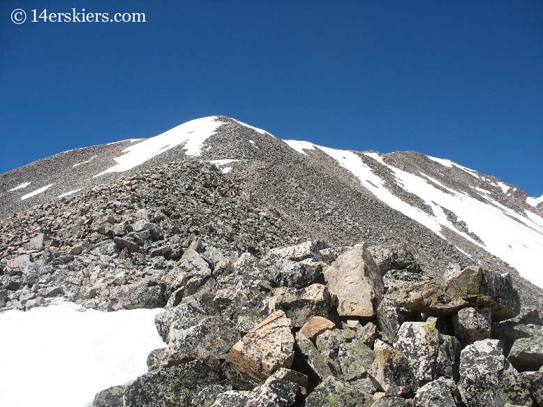 Hiking the ridge on Democrat for some backcountry skiing.