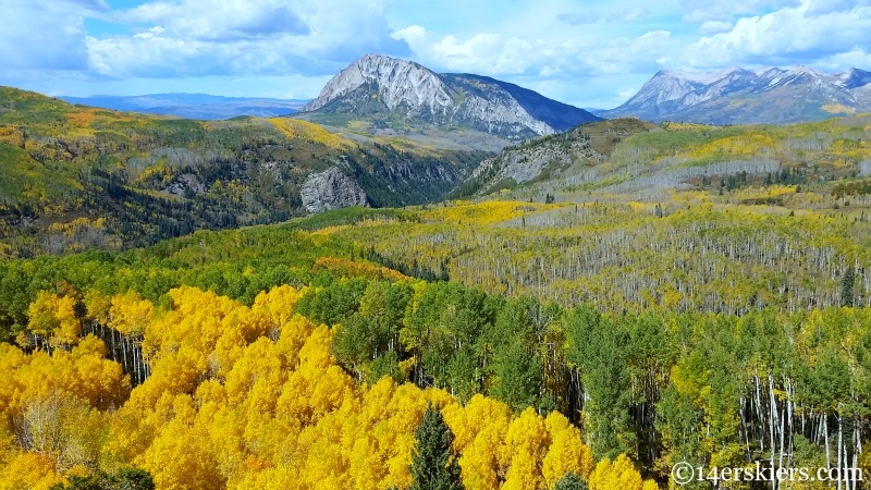 Marcellina and the Raggeds seen from the Dark Canyon Trail in the fall