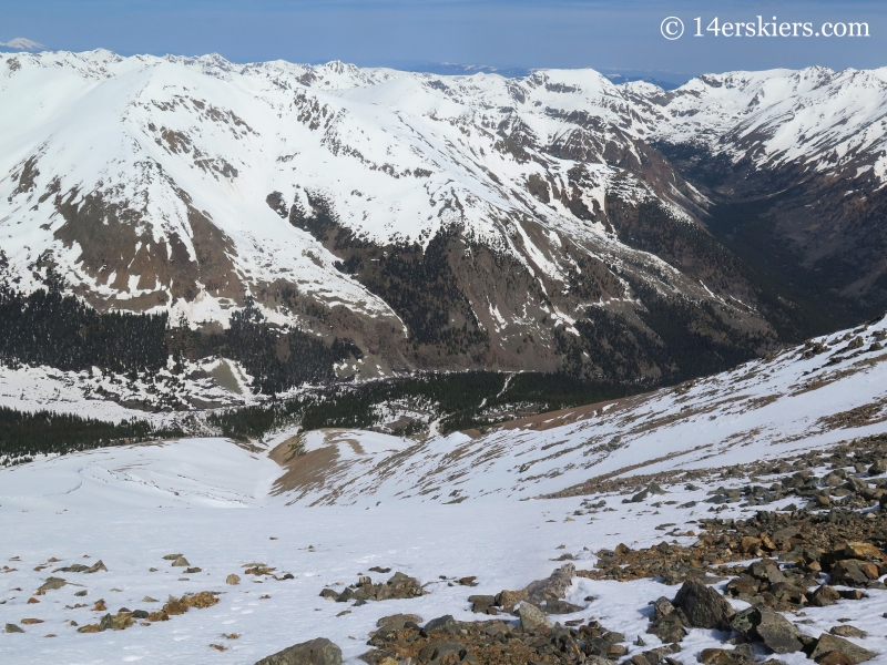 Looking down the northwest gullies on Mount Elbert.