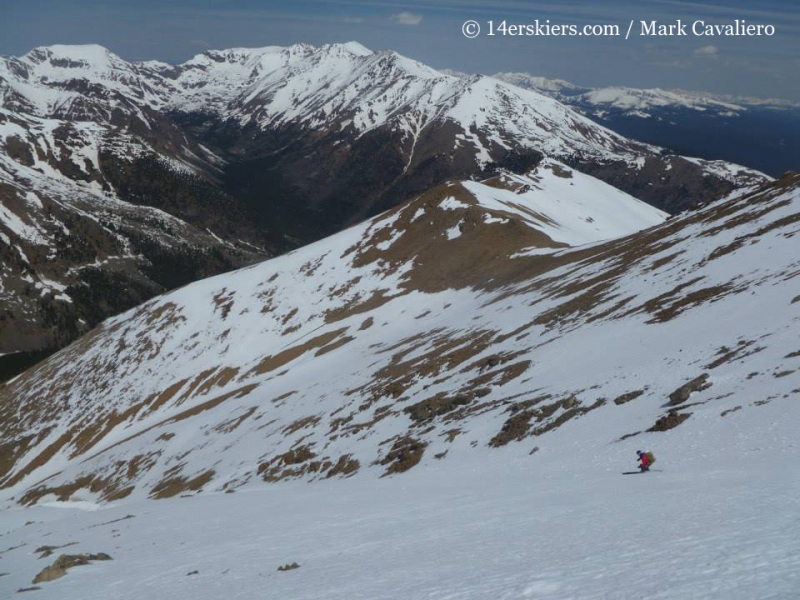 Brittany Walker Konsella bakcountry skiing on Mount Elbert northwest gullies.