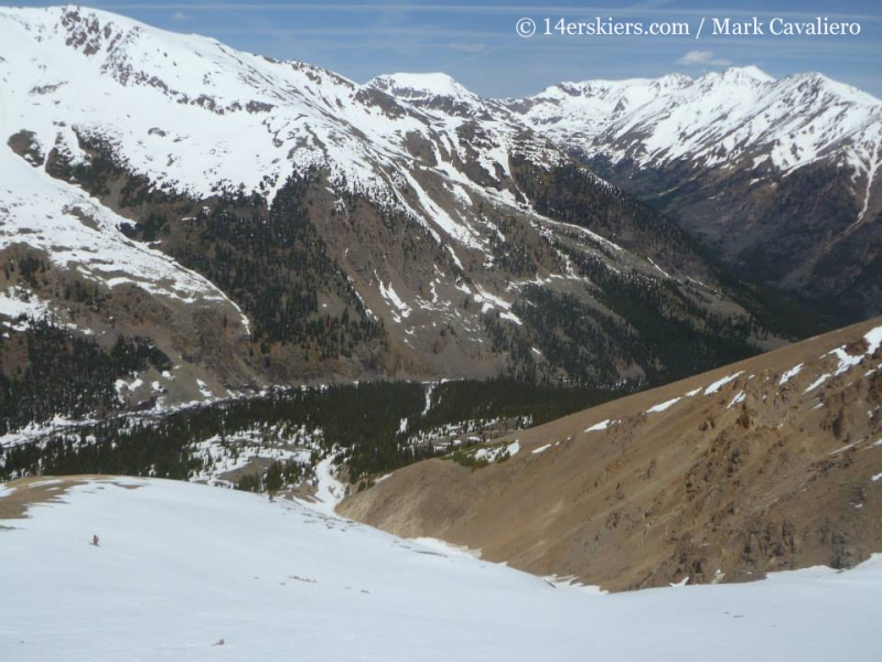 Brittany Walker Konsella bakcountry skiing on Mount Elbert northwest gullies.