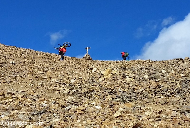 Mountain biking on Mount Elbert. 