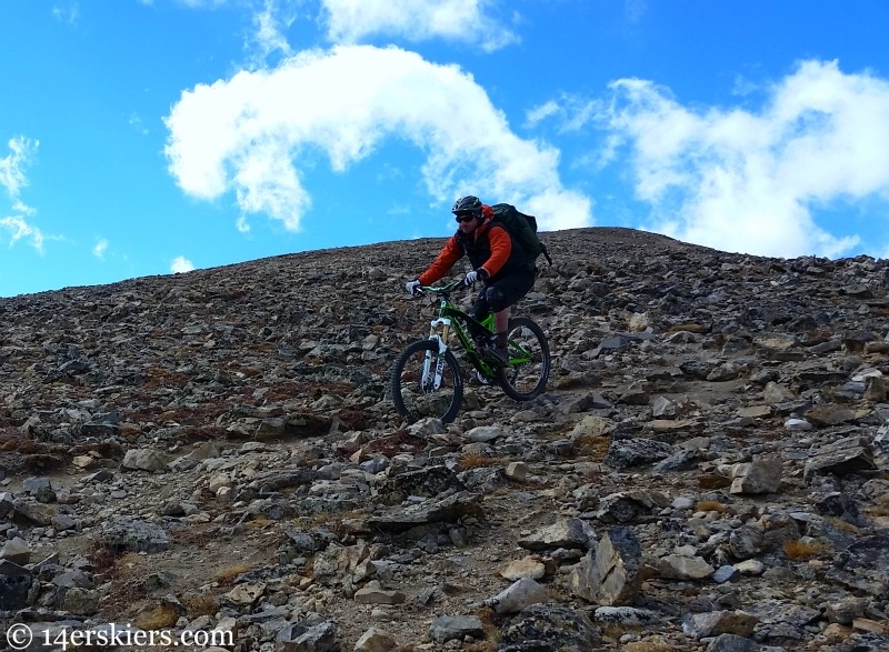 Joey Klein mountain biking on Mount Elbert.