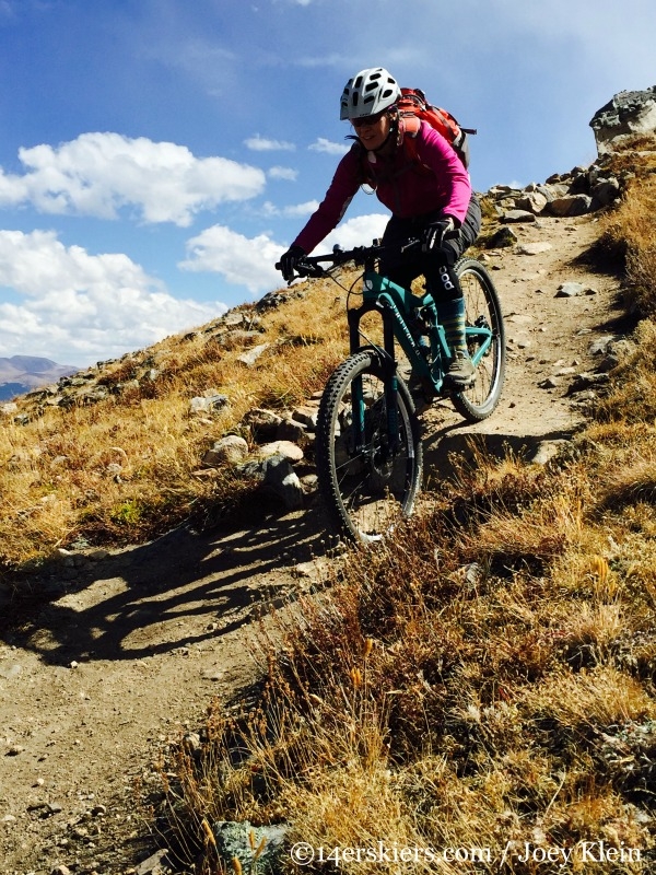 Brittany Konsella mountain biking on Mount Elbert