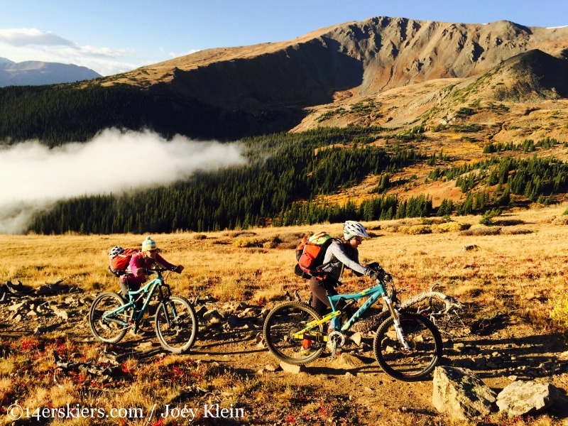 Mountain biking on Mount Elbert. 