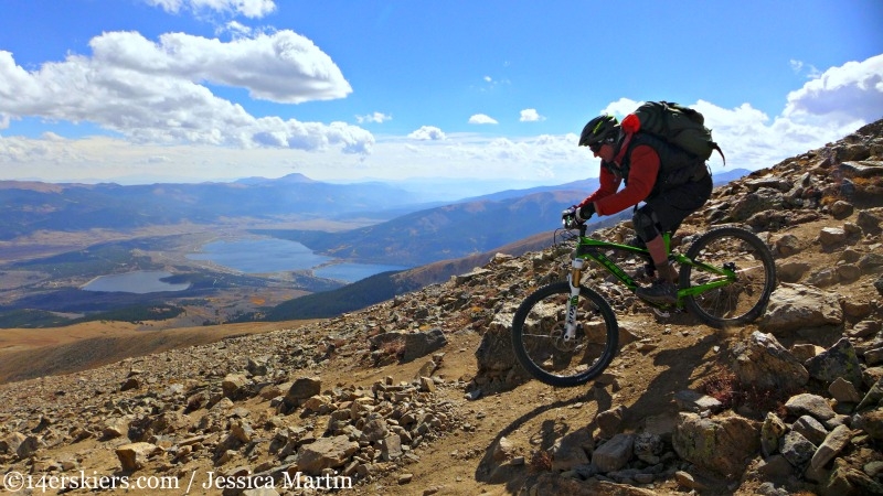 Joey Klein mountain biking on Mount Elbert.