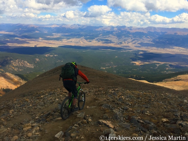 Joey Klein mountain biking on Mount Elbert.