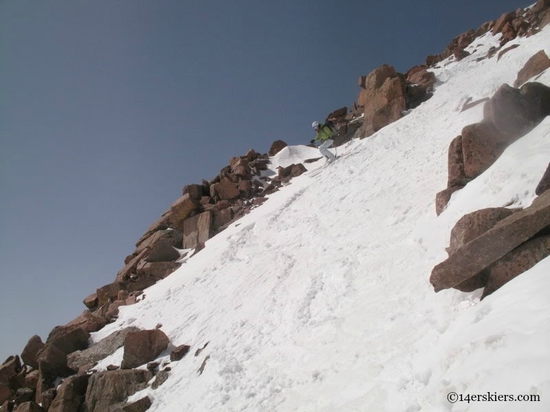 Brittany Walker Konsella backcountry skiing on Mount Eolus.