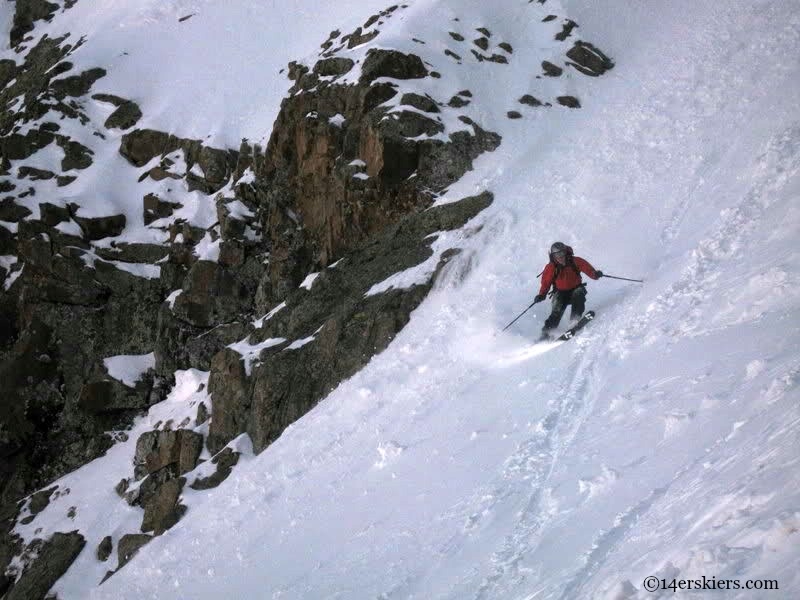 Jordan White backcountry snowboarding on Mount Eolus.