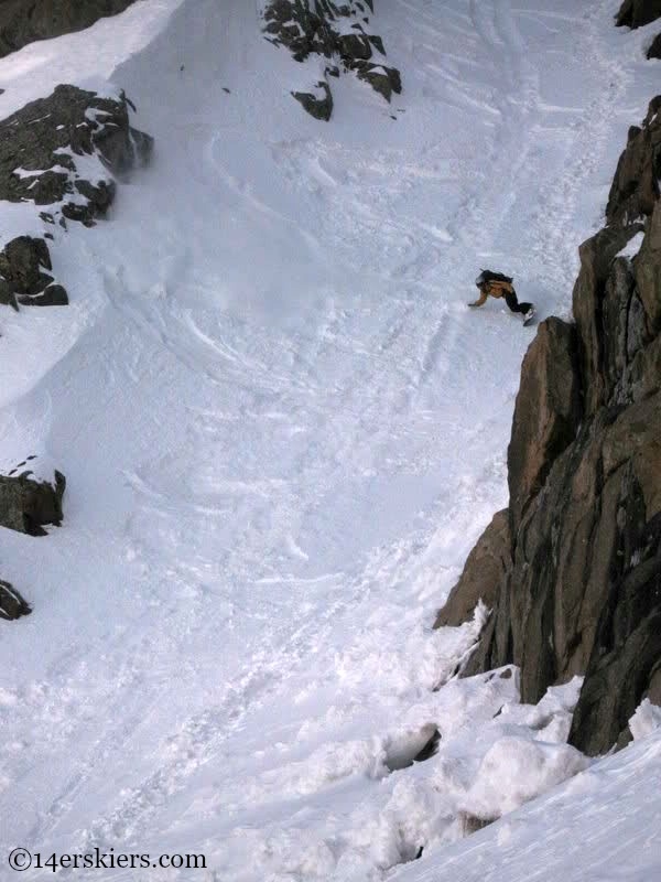 Jarrett Luttrell backcountry snowboarding on Mount Eolus.