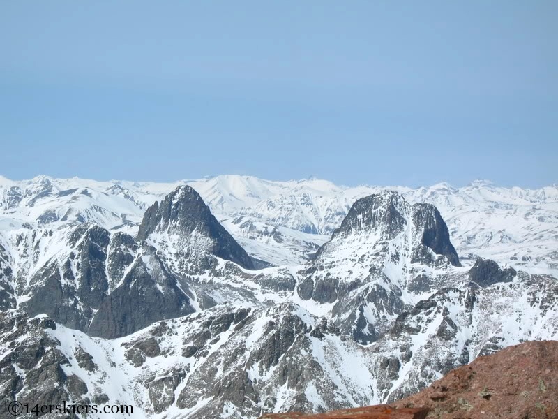 Arrow and Vestal seen from the summit of Mount Eolus.