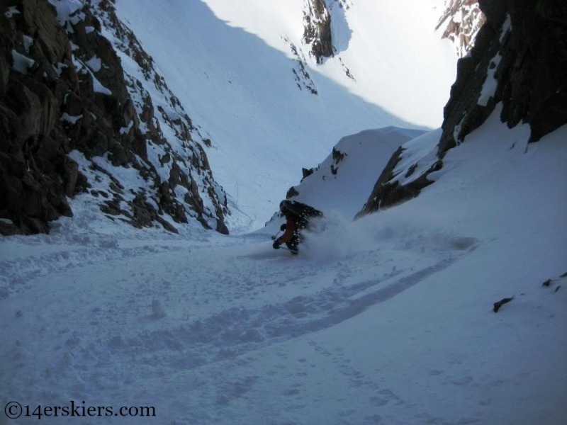 Frank Konsella backcountry skiing on Mount Eolus.