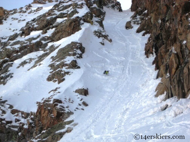 Brittany Walker Konsella backcountry skiing on Mount Eolus.