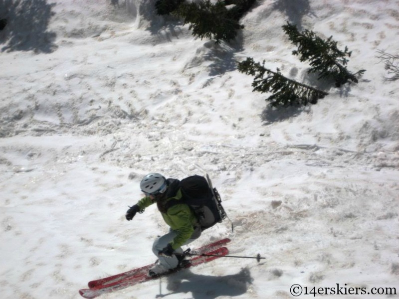 Skiing corn on Mount Eolus.