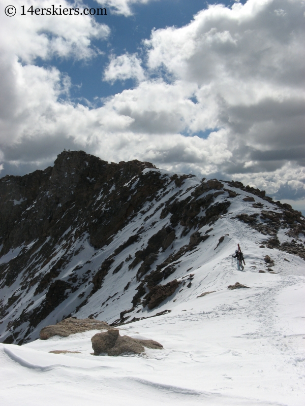 Climbing to summit of Mount Evans.