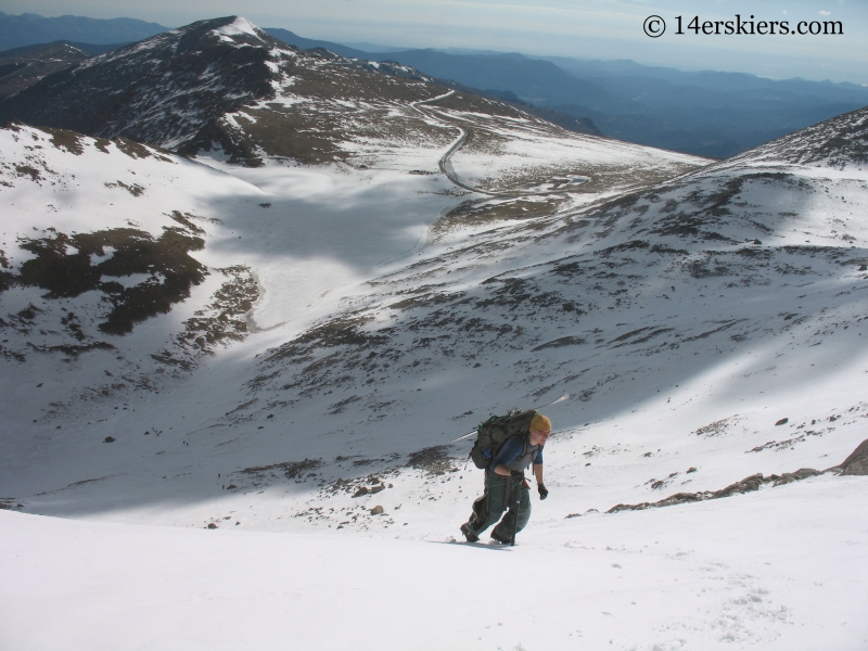 Dustin Sysko climbing Mount Evans. 