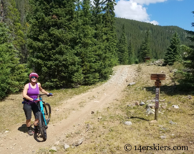 Mountain biking Fairview Peak near Fossil Ridge in Colorado.  