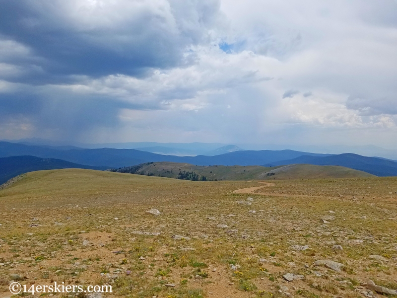 Mountain biking Fairview Peak near Fossil Ridge in Colorado. 