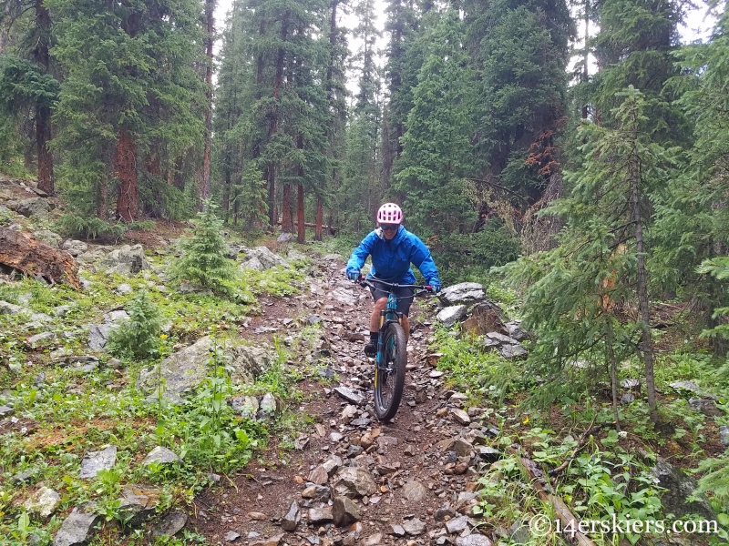 Mountain biking Fairview Peak near Fossil Ridge in Colorado. 