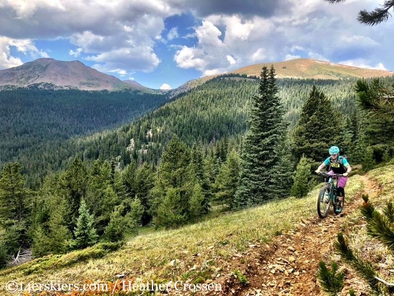 Mountain biking Fairview Peak near Fossil Ridge in Colorado. 