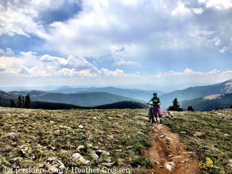 Mountain biking Fairview Peak near Fossil Ridge in Colorado. 