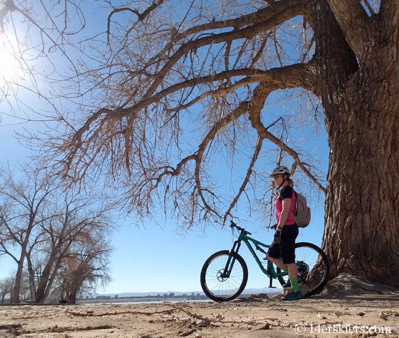 Road to recovery after ACL revision surgery. Biking at Cherry Creek State Park.