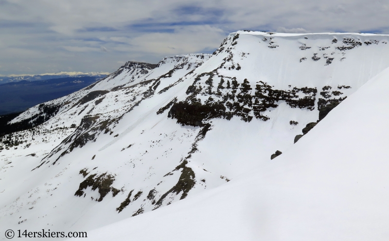 Backcountry ski lines in the Flat Top Range of Colorado.