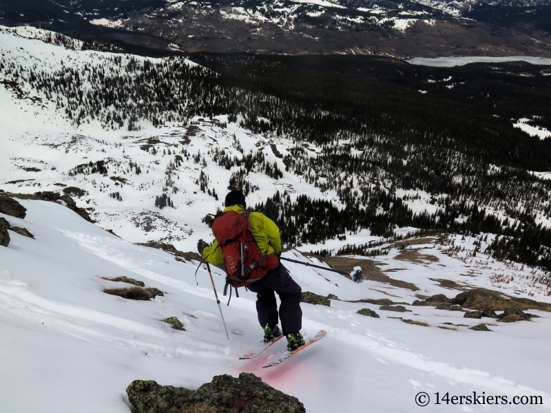 Larry Fontaine backcountry skiing Flat Top Mountain in Colorado.