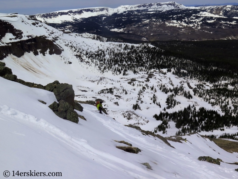 Larry Fontaine backcountry skiing Flat Top Mountain in Colorado.